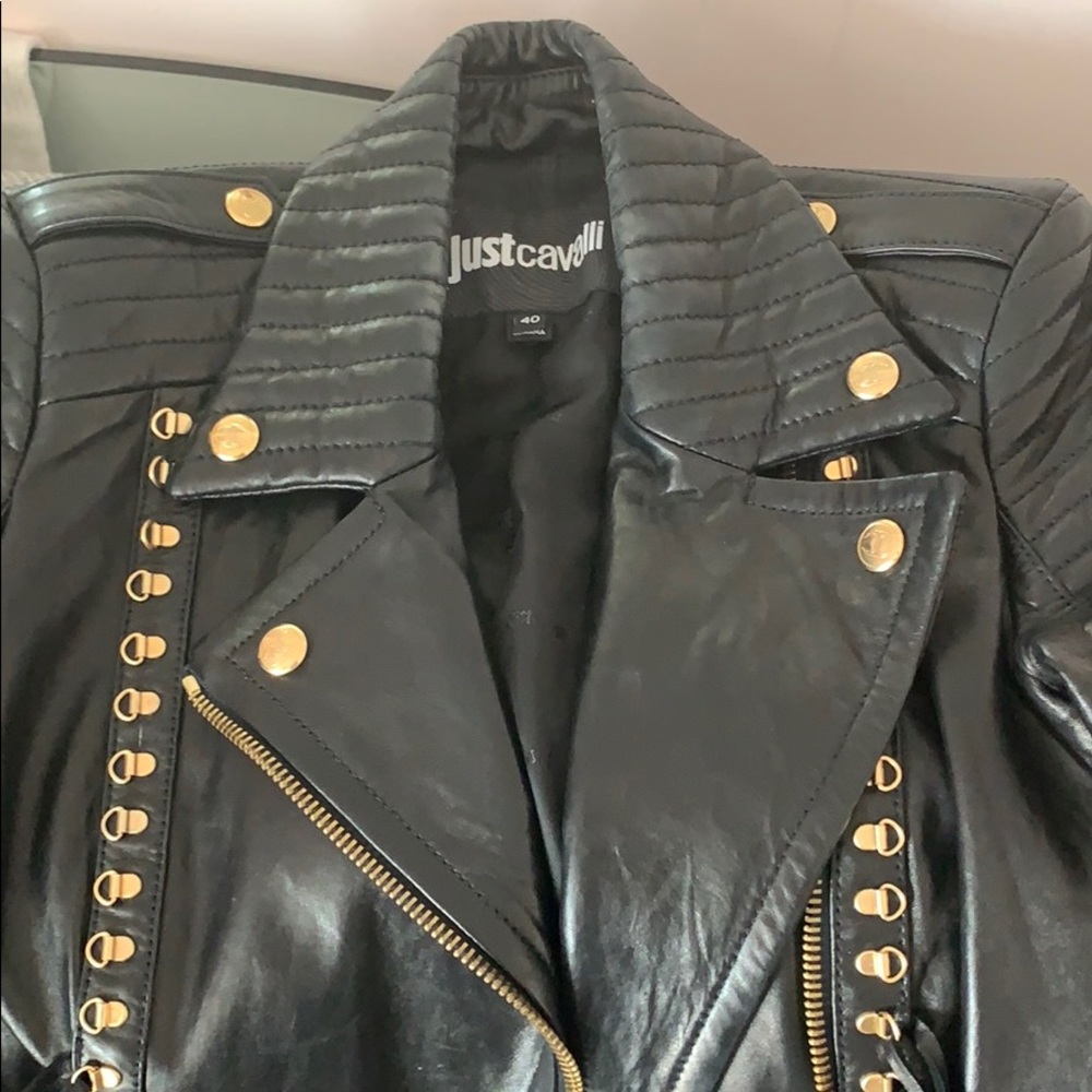 Just Cavalli lace up leather Moro jacket - Picture 6 of 8